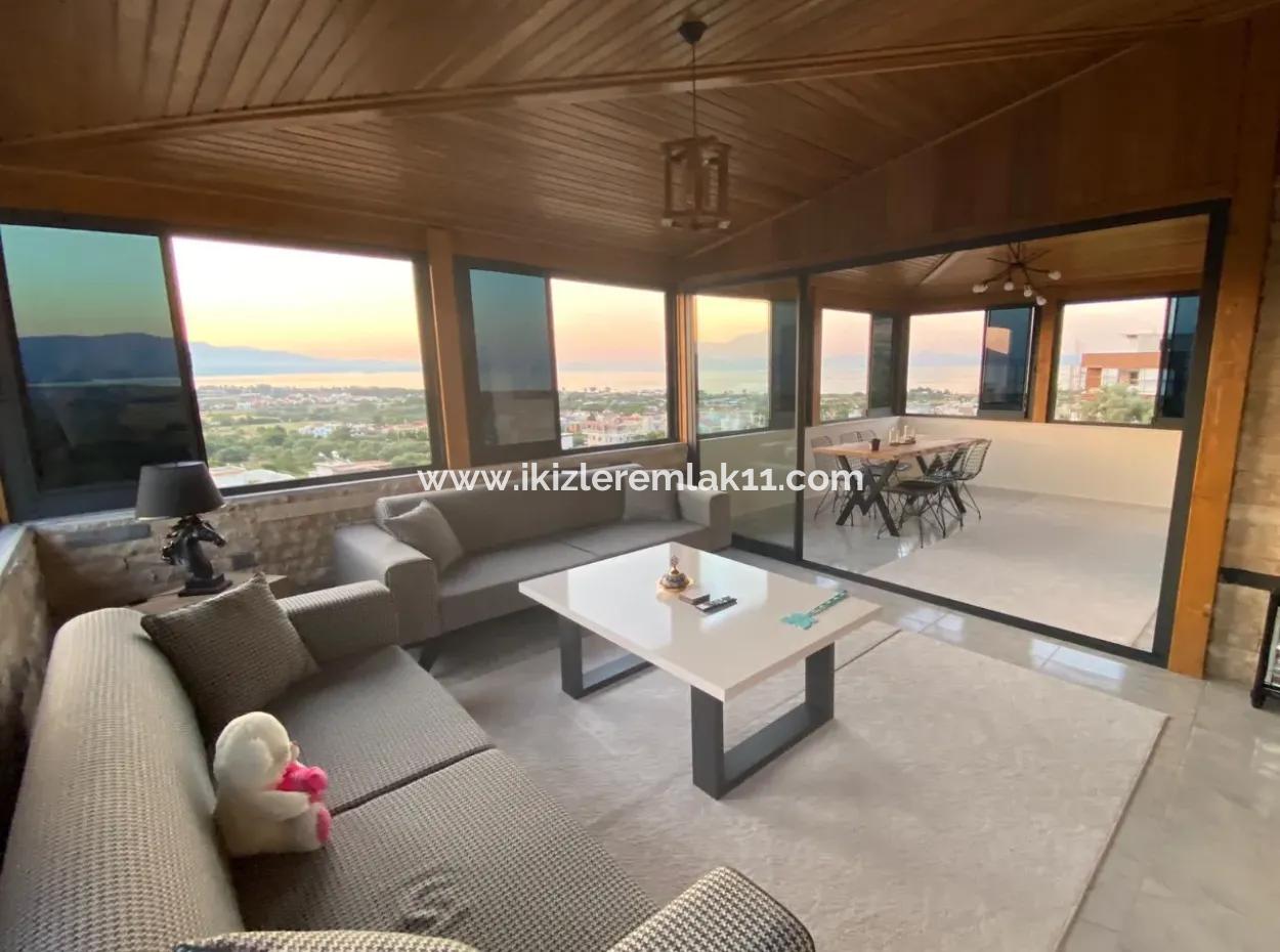 3 1 Freistehende Villa Mit Meerblick Und Pool Zum Verkauf In Doganbey, Seferihisar