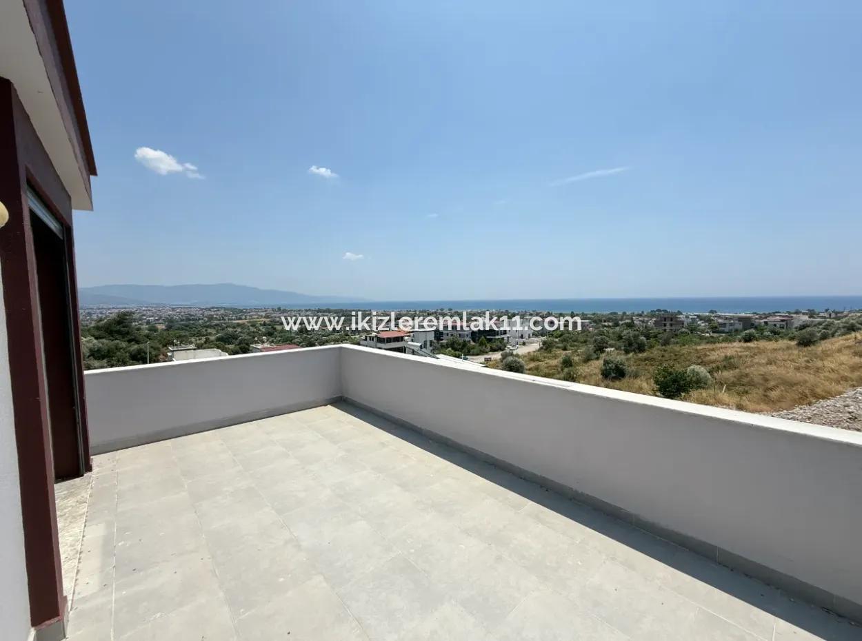 3 In 1 Brand New Villa With Sea View Garden For Sale In Doganbey, Seferihisar