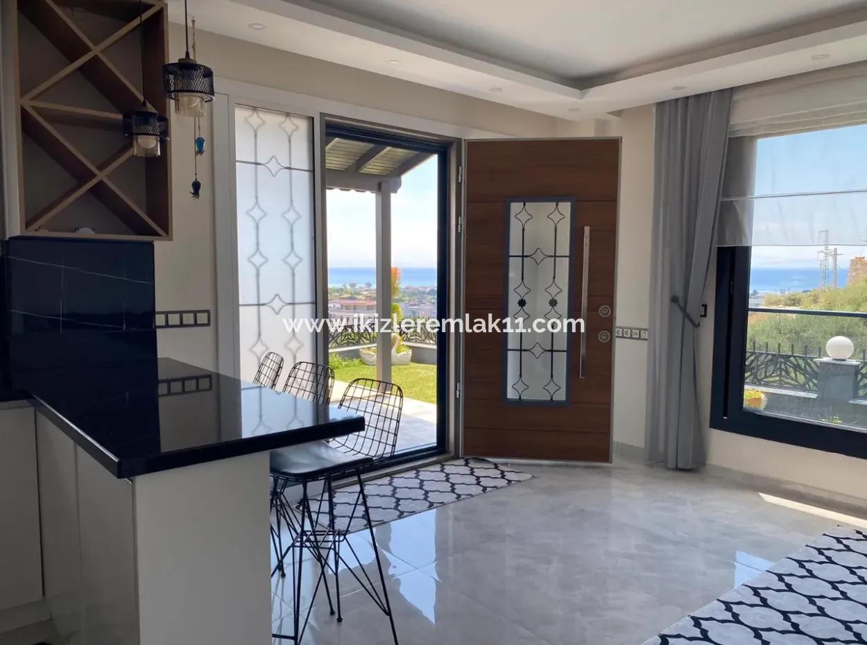 3 1 Detached Sea View Villa With Pool For Sale In Doganbey, Seferihisar
