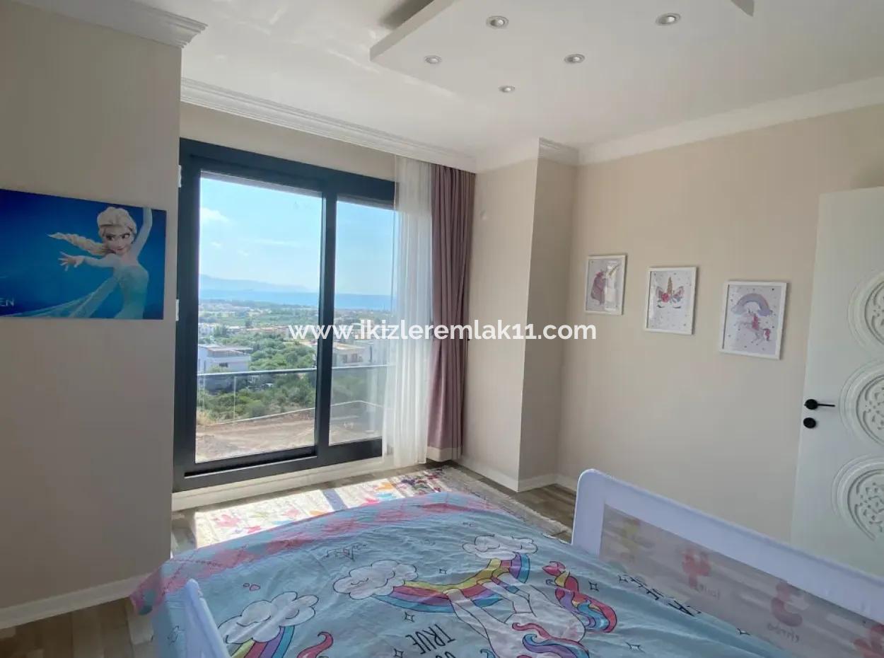 3 1 Detached Sea View Villa With Pool For Sale In Doganbey, Seferihisar