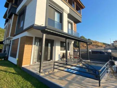 3 1 Detached Sea View Villa With Pool For Sale In Doganbey, Seferihisar