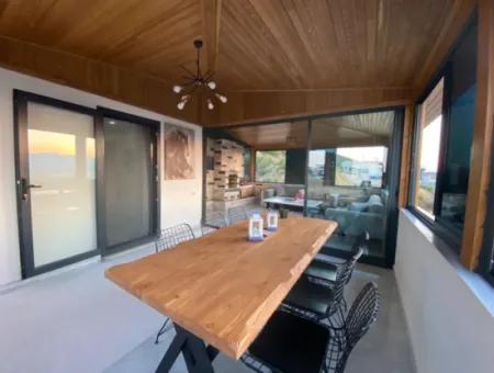 3 1 Detached Sea View Villa With Pool For Sale In Doganbey, Seferihisar