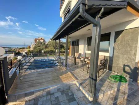 3 1 Detached Sea View Villa With Pool For Sale In Doganbey, Seferihisar