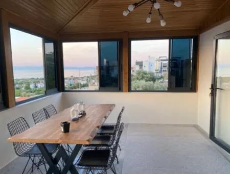 3 1 Detached Sea View Villa With Pool For Sale In Doganbey, Seferihisar