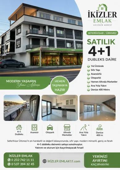 В Сеферихисаре Ürkmez'e Сıfır 4+1 Дуплекс с Лифтом и Паркингом в 400 м от Моря
