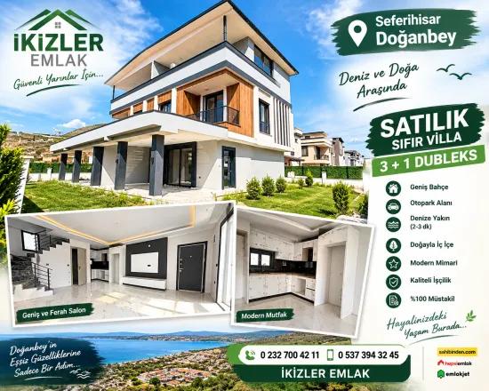 в Seferihisar Doğanbey на продажу новый 3+1 двухуровневая вилла – с большим садом