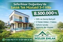 Seferihisar Doğanbey’de Satılık Tek Müstakil Geniş Bahçeli 3 + 1 Villa